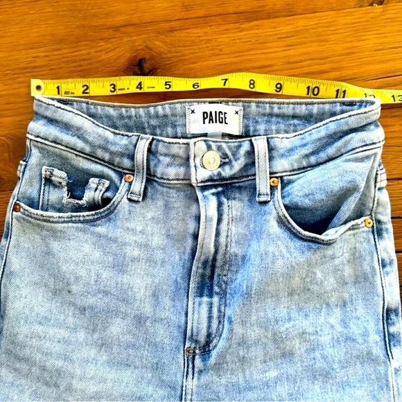 Paige High Rise Cindy Straight Jeans Women's Size 27 Blue Acid Wash Raw … - Picture 5 of 8